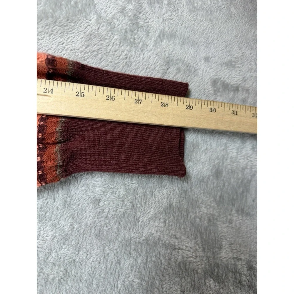 Free People Women's Boho Knit Sweater Tunic Burgundy Striped Long Sleeve Size L